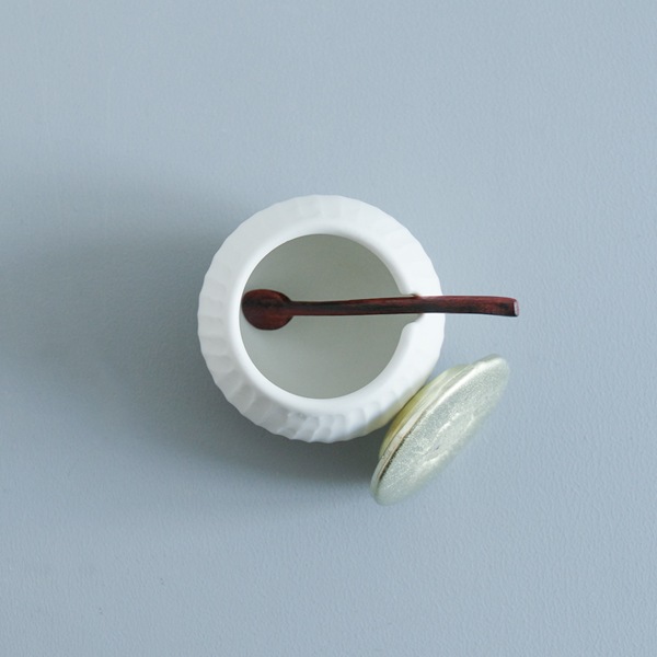 馬場勝文　白磁マット　すずふたシュガーポット（丸）　大　Model・A　H7.5㎝