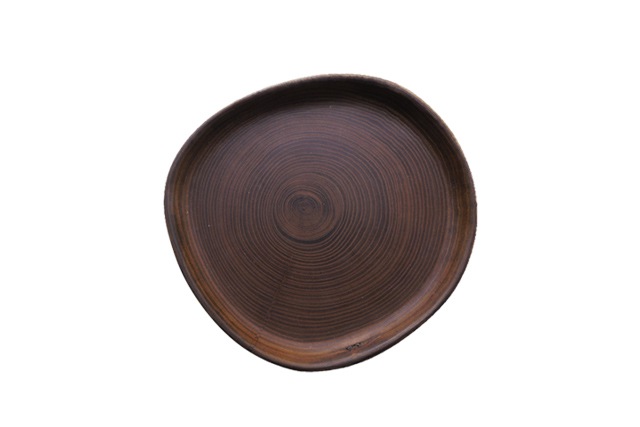 安彦年朗　漆塗エンジュ平皿　Φ24ｃｍ