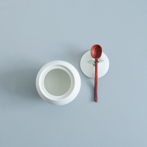 馬場勝文　白磁マット　錫のつまみさとう塩つぼ　小　（匙付き）　model　AB