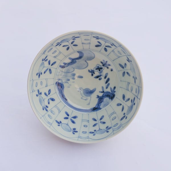 稲村真耶　花鳥文丼　H8.5cm