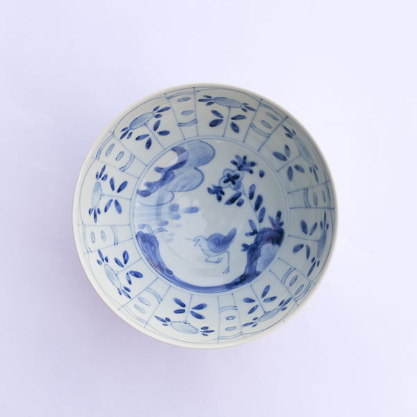 稲村真耶　花鳥文丼　H8.5cm