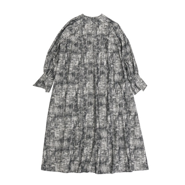 the last flower of the afternoon　藍⾊の靄 Key neck A line dress  Black　送料無料