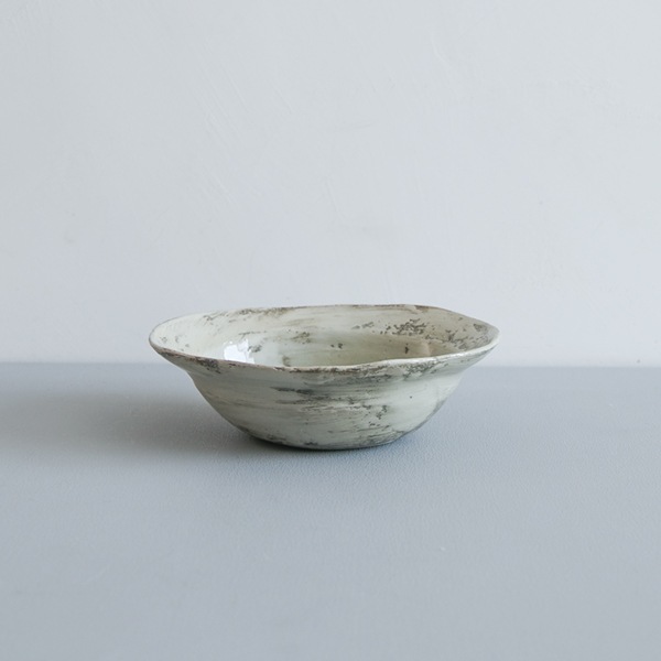 馬場勝文　刷毛目リムオーバル深鉢　中