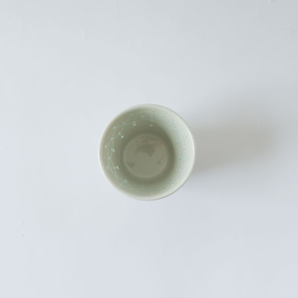 大井寛史　青白磁　蛍手　カップ　小　H7cm