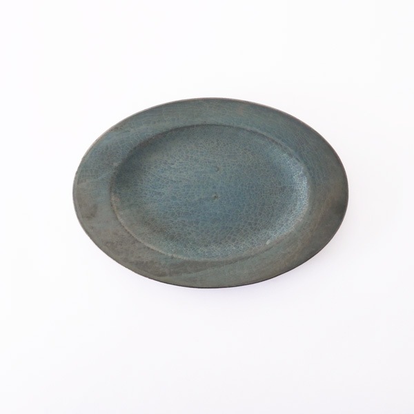 瀬川辰馬　硫化銀彩リムオーバルプレート　ModelC　　18×25cm