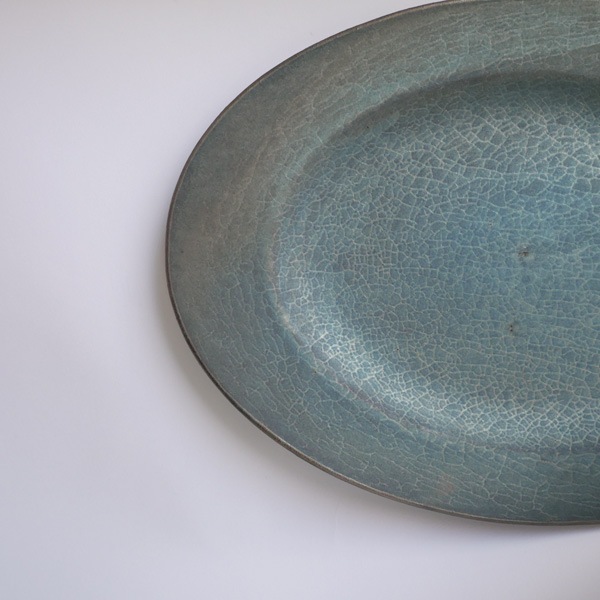 瀬川辰馬　硫化銀彩リムオーバルプレート　ModelC　　18×25cm