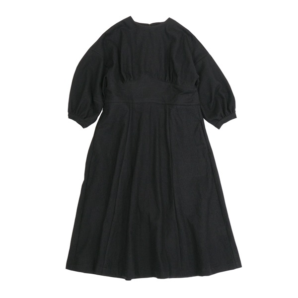 the last flower of the afternoon　降り積む雪　Volume sleeve dress  Black　送料無料