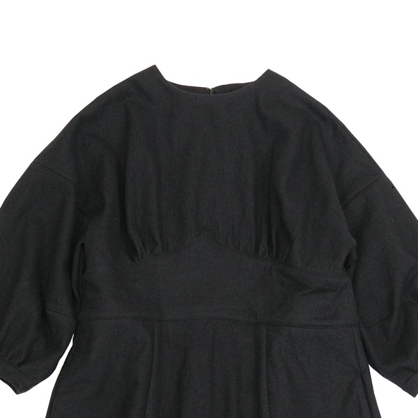 the last flower of the afternoon　降り積む雪　Volume sleeve dress  Black　送料無料