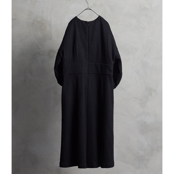 the last flower of the afternoon　降り積む雪　Volume sleeve dress  Black　送料無料