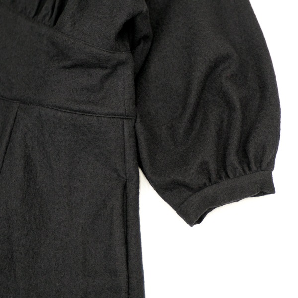the last flower of the afternoon　降り積む雪　Volume sleeve dress  Black　送料無料