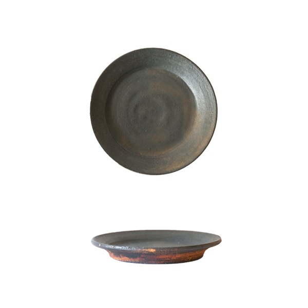 石原祥充　黒　小皿　Φ13.5ｃｍ