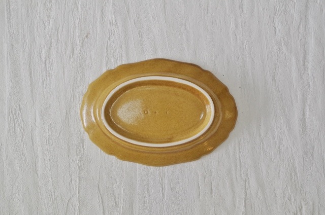 大井寛史　黄釉楕円皿 小　