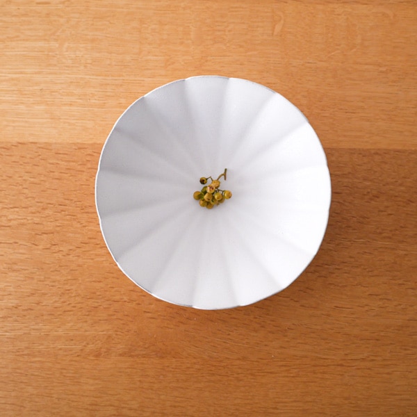 黒木泰等　白釉四方輪花浅鉢　3枚セット 黒木泰等 白釉四方輪花浅鉢