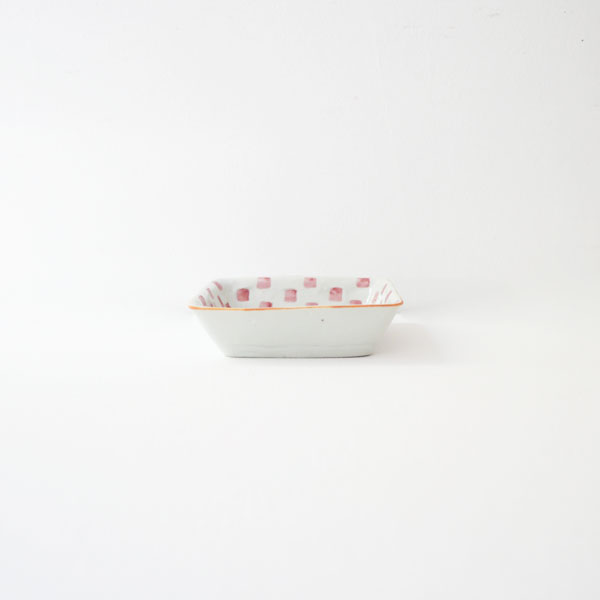 中尾万作　桃キューブ角皿　13×13ｃｍ