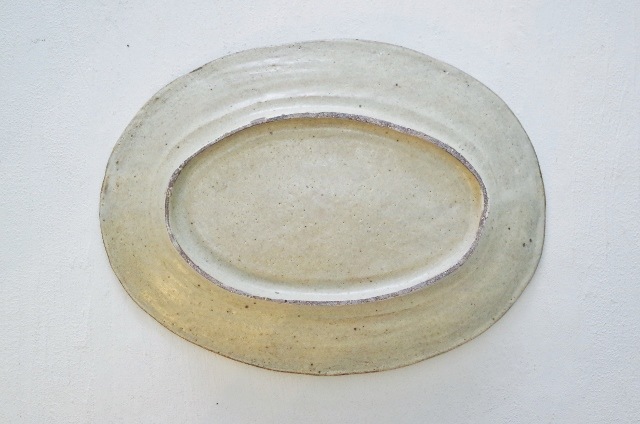 及川静香　粉引きオーバル皿　L 及川静香 粉引オーバル皿 L 21cm×31cm