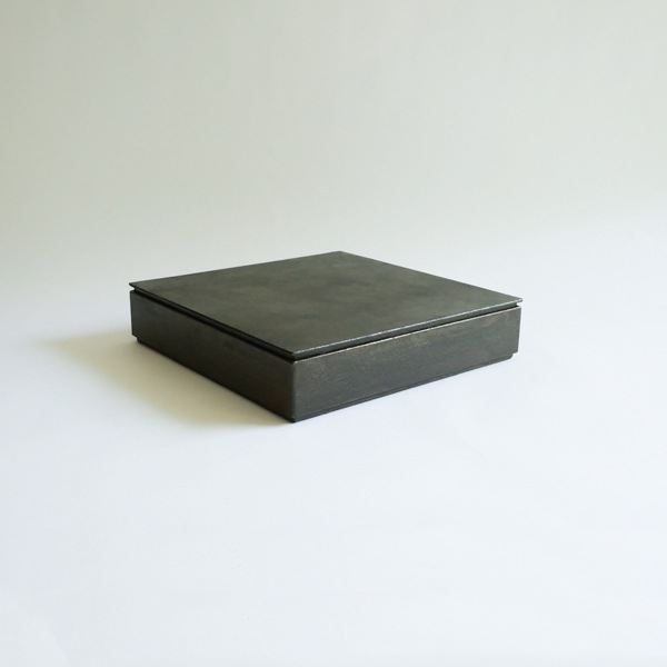 菅原博之 長角ノ器蓋付き 茶漆 21 21ｃｍ