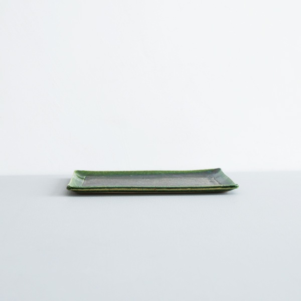 黒木泰等　織部長方皿　12×22cm