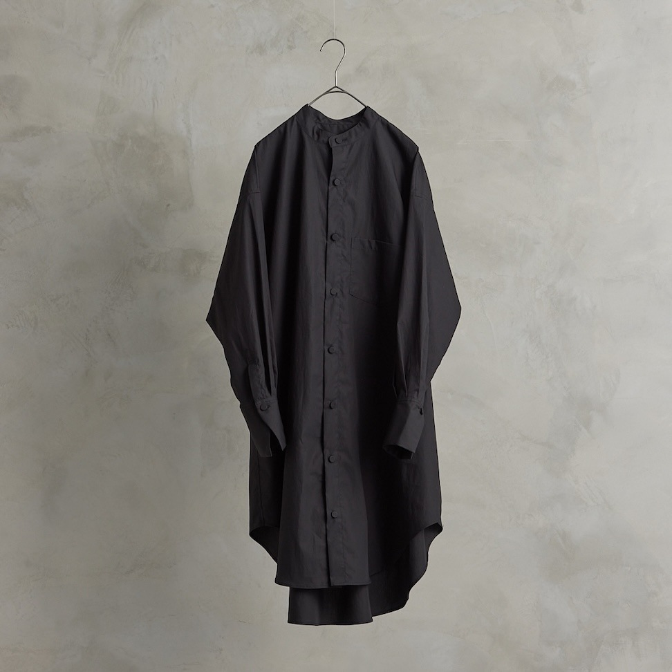 the last flower of the afternoon ロングシャツ the last flower of the afternoon 解けた夜 Long shirt Black 送料無料