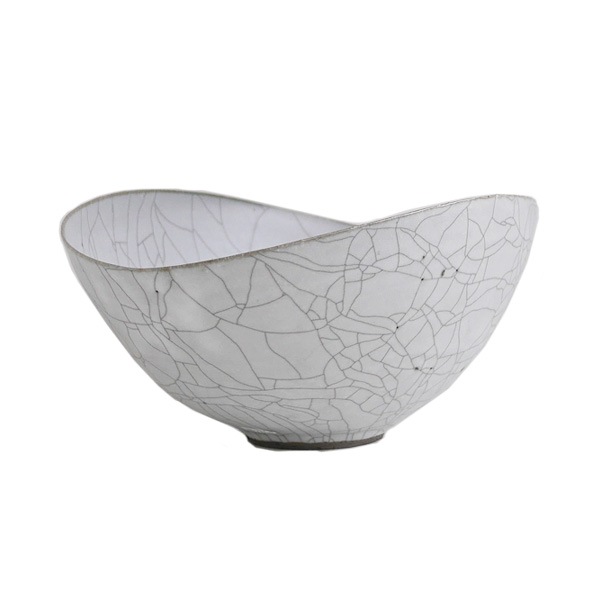 _田志保　炭入り楕円大鉢　24×38ｃｍ