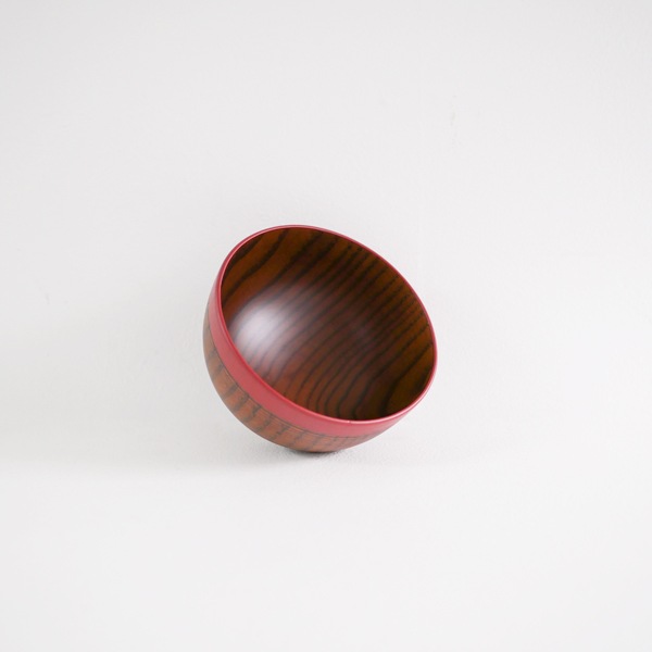 会津塗　羽反縁布汁椀　赤　Φ12.5ｃｍ
