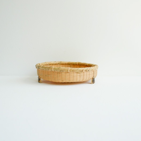 白竹蕎麦ざる盛器　脚付　Φ18.5ｃｍ　（京都）