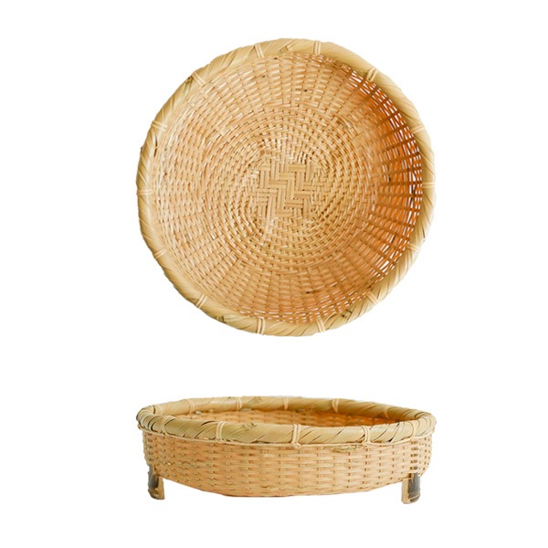 白竹蕎麦ざる盛器　脚付　Φ18.5ｃｍ　（京都）