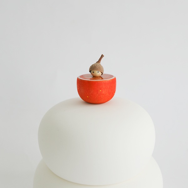 どんぐりこけし　みかん・陶器の鏡餅（小）　セット　MO-21