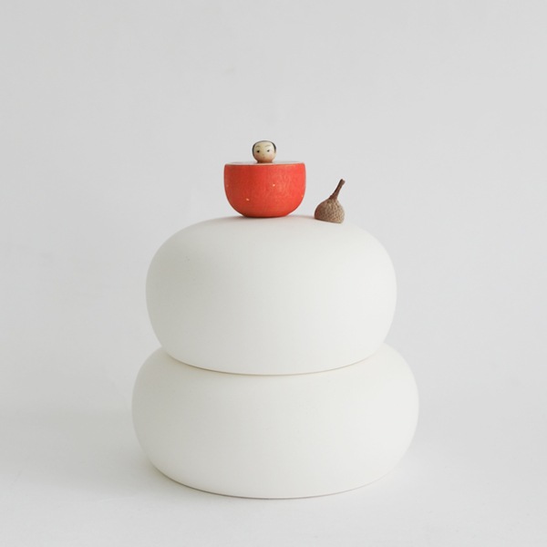 どんぐりこけし　みかん・陶器の鏡餅（小）　セット　MO-21