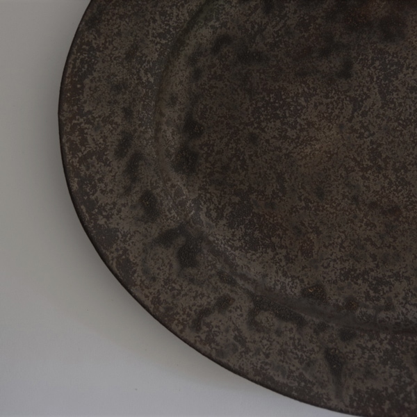 安福由美子 錆釉オーバル平皿 28cm 2枚セット