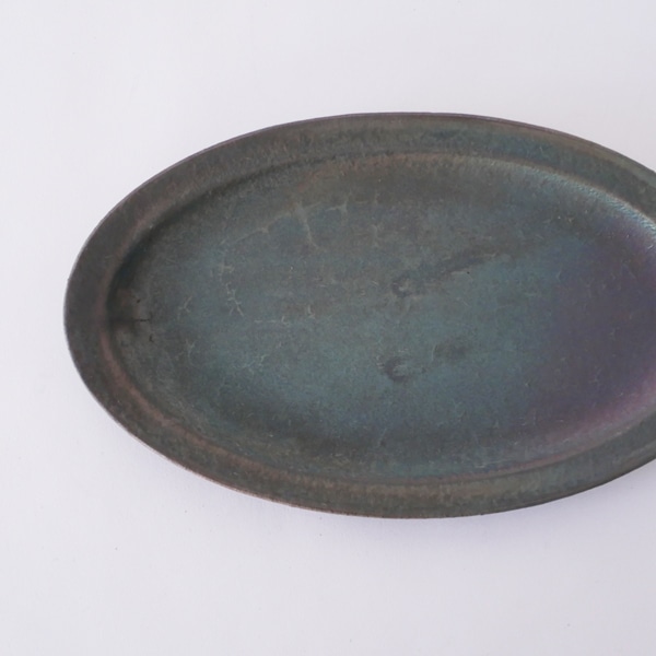 瀬川辰馬 硫化銀彩 リムオーバルプレート小 ModelA 12×20cm