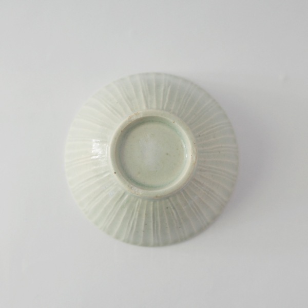 日高伸治　白磁飯碗　しのぎ　Φ11.5cm