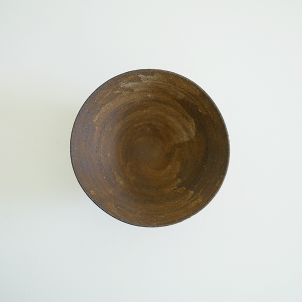 二階堂明弘 やきしめ碗 茶 Φ15cm H7.5cm