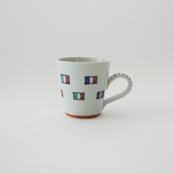 中尾万作　青桃掛分マグ　大