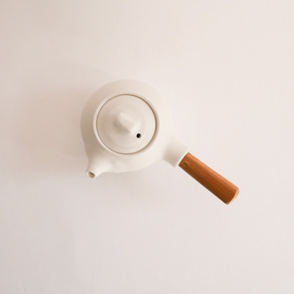 馬場勝文　白磁マット煎茶急須　丸