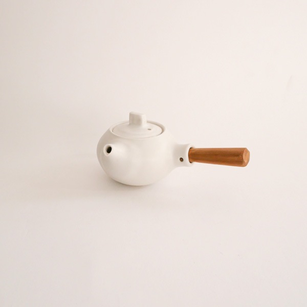 馬場勝文　白磁マット煎茶急須　丸