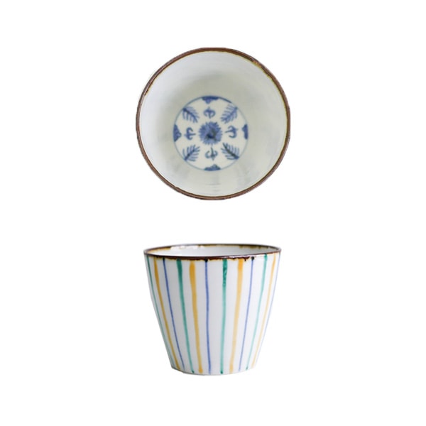須藤拓也さん の色絵染付筒茶碗 Blue and white tea bowl