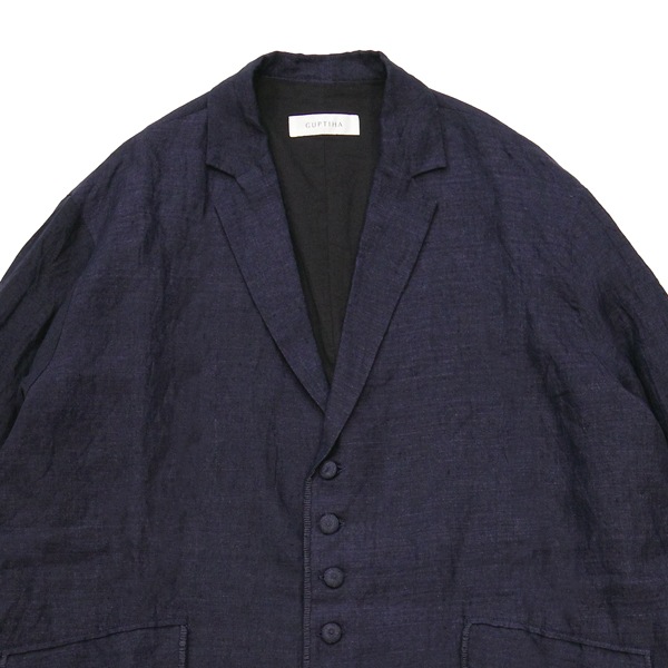 GUPTIHA ｜ TEORI 40Linen ｜ blanket stitch Jacket　D.Navy　
