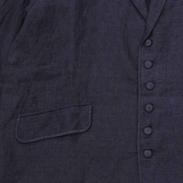 GUPTIHA ｜ TEORI 40Linen ｜ blanket stitch Jacket　D.Navy　