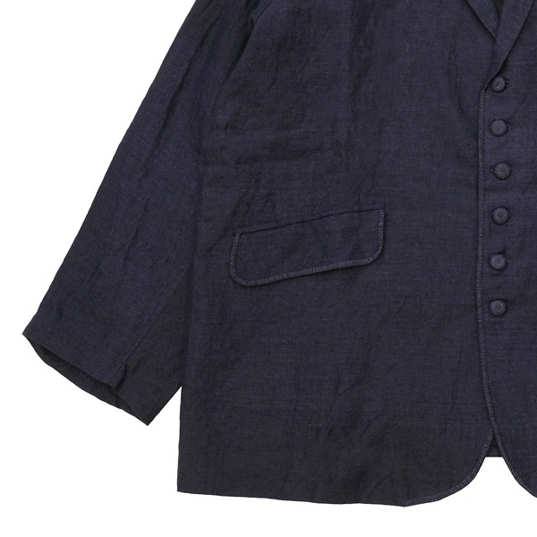 GUPTIHA ｜ TEORI 40Linen ｜ blanket stitch Jacket　D.Navy　