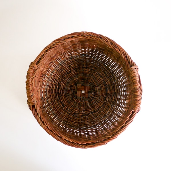 丸バスケット 小 両手付き（あけび） Φ34cm