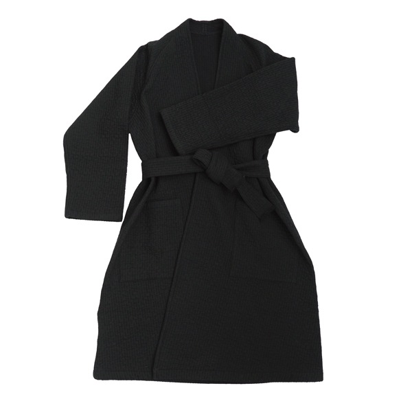 MITTAN　中わた刺し子織羽織コート　黒　送料無料