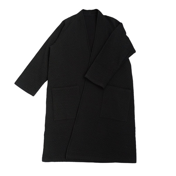 MITTAN　中わた刺し子織羽織コート　黒　送料無料