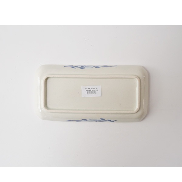 日高直子 角長皿 花 11×21.5cm