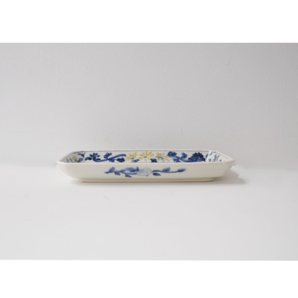 日高直子 角長皿 花 11×21.5cm