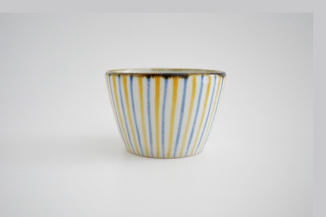 須藤拓也　色絵染付麦藁手猪口（雉）