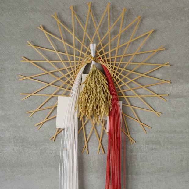 お正月飾り 水引リース 小 Color：ナチュラル 約W23×L40cm