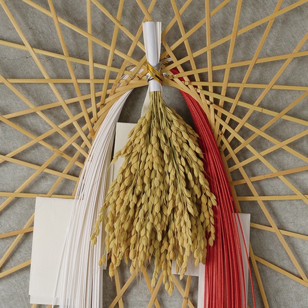 お正月飾り　水引リース　小　Color：ナチュラル　約W23×L40cm