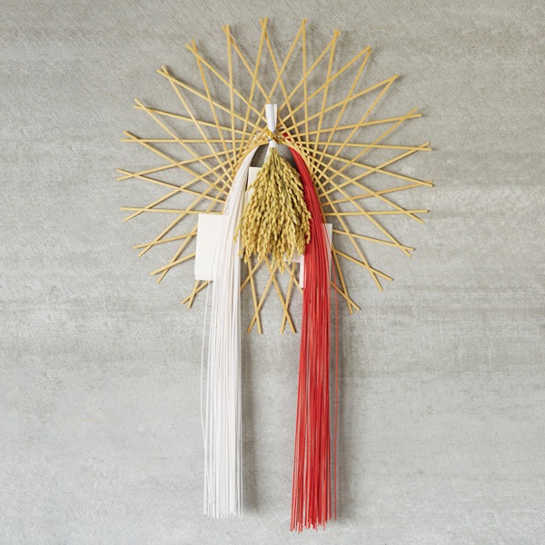 お正月飾り　水引リース　小　Color：ナチュラル　約W23×L40cm