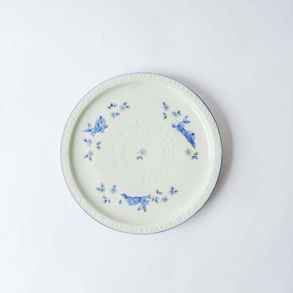 大井寛史・萌子　染付　陽花兎5寸皿　
