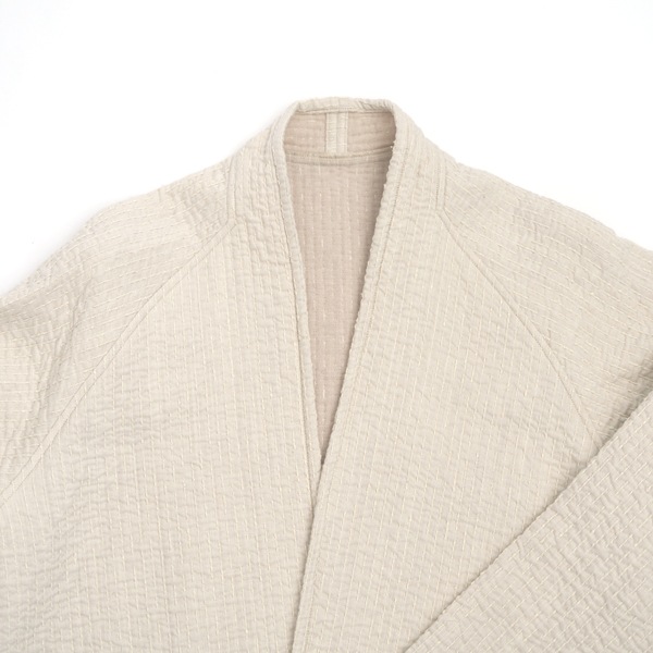 MITTAN 中わた刺し子織羽織コート 生成 送料無料